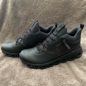 On waterproof high top sneaker, size 10